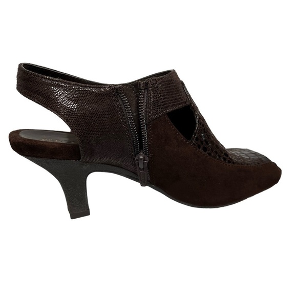 AEROSOLES Brown Animal Print Slingback Heels Women's Size 8 - Picture 2 of 16